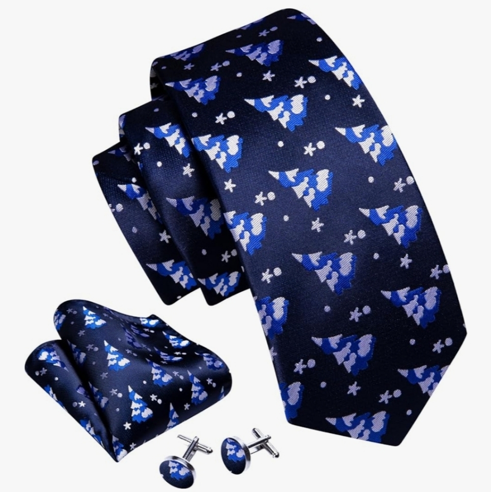 Barry.Wang Christmas tie, Handkerchief and Cufflinks set